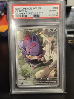 2025 Pokemon Scarlet and Violet Journey Together N's Zorua 189 ETB Promo PSA 10 - Image 1