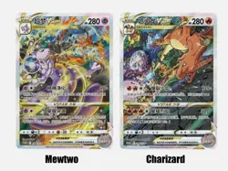 Pokemon TCG S-Chinese 2 Card 143/S-P Charizard & 144/S-P Mewtwo Vstar Promo NM - Image 1