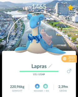 !!! Pokemon GO LAPRAS Background RARE Scarf Summer Water Festival 2025 Trade !!! - Image 1