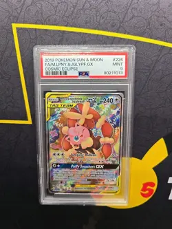 2019 Pokemon Sun & Moon Cosmic Eclipse Mega Lopunny & Jigglypuff GX #226 PSA 9 - Image 4