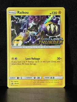 Raikou SM150 STAFF Pre Release Promo Lost Thunder Pokemon Card NM - Image 1
