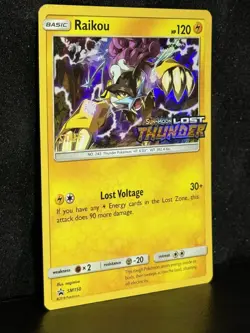 Raikou SM150 STAFF Pre Release Promo Lost Thunder Pokemon Card NM - Image 2