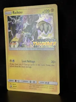Raikou SM150 STAFF Pre Release Promo Lost Thunder Pokemon Card NM - Image 3