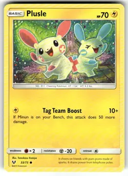 Plusle 33/73 Common Shining Legends Pokemon Card - Image 1