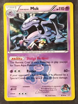 Team Aqua's Muk 8/34 Double Crisis HOLO Rare, Pokemon 2015 - Image 1