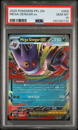 2025 POKEMON PFL EN-PHANTASMAL FLAMES #056 MEGA GENGAR EX PSA 10 - Image 1