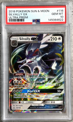 Pokemon Card Silvally GX Holo Ultra Rare PSA 10 Gem, SM Ultra Prism 116/156 2018 - Image 1