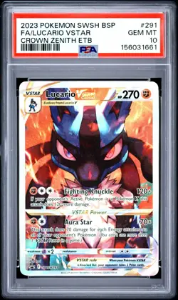 PSA 10 LUCARIO VSTAR SWSH291 BLACK STAR PROMO CROWN ZENITH ETB POKEMON - Image 1
