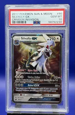 2017 Pokemon Sun Moon FA Crimson Invasion Silvally GX Foil #90 PSA 10 POP 103 - Image 1