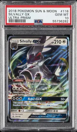 2018 POKEMON SUN & MOON ULTRA PRISM #116 SILVALLY GX PSA 10 - Image 1
