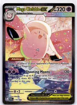 MEGA CLEFABLE EX 119/088 HOLO SPECIAL ILLUSTRATION RARE PERFECT ORDER POKEMON NM - Image 1