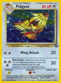 Pidgeot - 8/64 - Holo Rare - Unlimited Edition HP, English Pokemon Jungle - Image 1