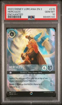 HERCULES 2023 DISNEY LORCANA EN 2-RISE OF THE FLOODBORN #215 PSA 10 - Image 1