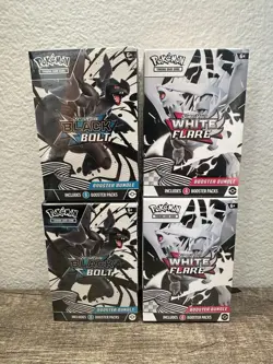 Pokemon TCG Black Bolt and White Flare Booster Bundle Set of 4 SEALED - Image 1