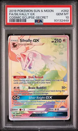 2019 Pokemon SM Cosmic Eclipse Silvally GX 262/263 PSA 10 Gem Mint - Image 2