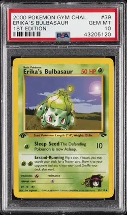 2000 POKEMON GYM CHALLENGE 1ST EDITION #39 ERIKA'S BULBASAUR PSA 10 - Image 1