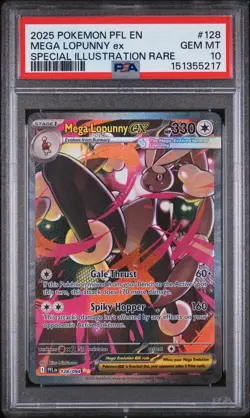 2025 POKEMON PFL EN-PHANTASMAL FLAMES #128 MEGA LOPUNNY EX PSA 10 - Image 1