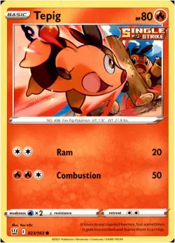 Tepig 023/163 Common - Pokemon SWSH05: Battle Styles LP-NM - Image 1