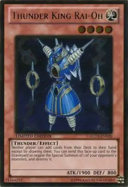 YUGIOH Thunder King Rai-Oh - GLD3-EN020 - Gold Rare NM - Image 1
