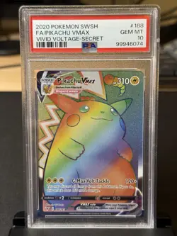 2020 Pokemon Sword & Shield Vivid Voltage Secret Pikachu VMAX #188 PSA 10 - Image 1