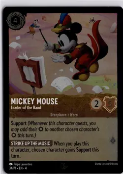 Disney Lorcana Mickey Mouse Leader of the Band Promo Card 34/P1 Trading Card - Image 3