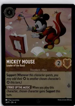 Disney Lorcana Mickey Mouse Leader of the Band Promo Card 34/P1 Trading Card - Image 3