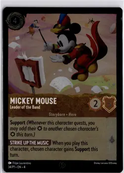 Disney Lorcana Mickey Mouse Leader of the Band Promo Card 34/P1 Trading Card - Image 1