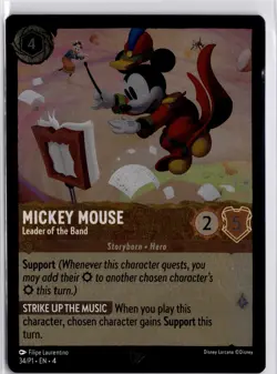 Disney Lorcana Mickey Mouse Leader of the Band Promo Card 34/P1 Trading Card - Image 3