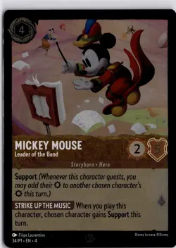 Disney Lorcana Mickey Mouse Leader of the Band Promo Card 34/P1 Trading Card - Image 3