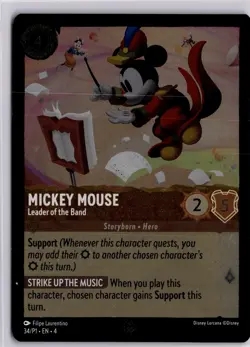 Disney Lorcana Mickey Mouse Leader of the Band Promo Card 34/P1 Trading Card - Image 1