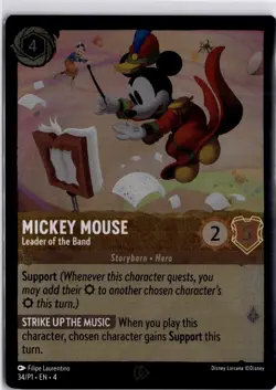 Disney Lorcana Mickey Mouse Leader of the Band Promo Card 34/P1 Trading Card - Image 1