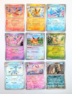 9-Card Eeveelution Collection | Pokemon TCG | Pokeball Pattern Reverse Holo | LP - Image 1