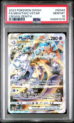 PSA 10 Mewtwo VSTAR #GG44/GG70 Pokemon 2023 Crown Zenith: Galarian Gallery Holo - Image 1