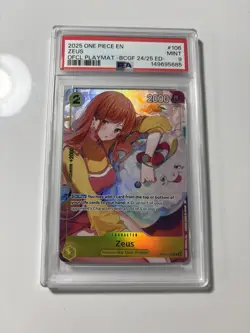 PSA 10 Mint Zeus BCGF 24/25 ED #106 Official Playmat English One Piece Card - Image 1