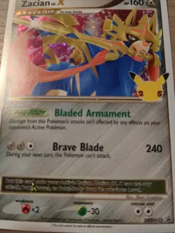 Zacian LV.X SWSH135 Celebration Black Star Promo Pokemon TCG 2021 LP - Image 1
