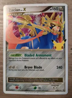 Zacian LV.X SWSH135 Celebration Black Star Promo Pokemon TCG 2021 LP - Image 2