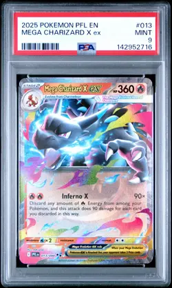2025 POKEMON PFL EN-PHANTASMAL FLAMES #013 MEGA CHARIZARD X EX PSA 9 - Image 1