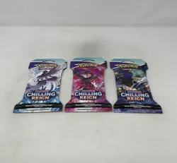 Pokemon TCG Sword & Shield Chilling Reign Sleeved Booster Pack Lot Of Three - Image 3