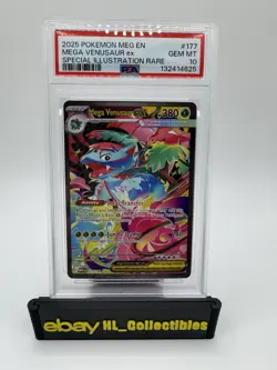 Pokemon Mega Venusaur ex 177/132 ME01 SIR Holo PSA 10 English 2025 - Image 1