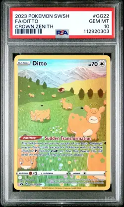 2023 Pokemon Full Art Ditto Crown Zenith GG22 PSA 10 - Image 1