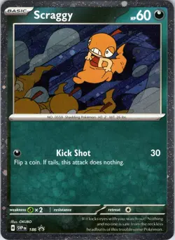 Scraggy 186 Holo Promo Scarlet & Violet Promo Pokemon Holo Near Mint - Image 1