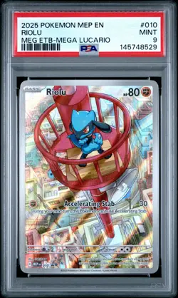 2025 POKEMON MEP EN-ME BLACK STAR PROMO #010 RIOLU PSA 9 - Image 1
