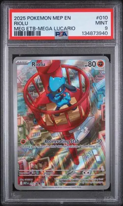 2025 POKEMON MEP EN-ME BLACK STAR PROMO #010 RIOLU PSA 9 - Image 1