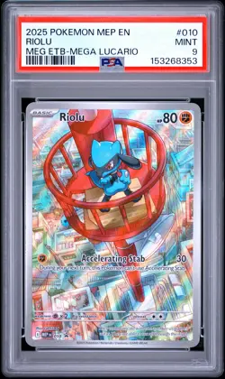 2025 POKEMON MEP EN-ME BLACK STAR PROMO #010 RIOLU PSA 9 - Image 1