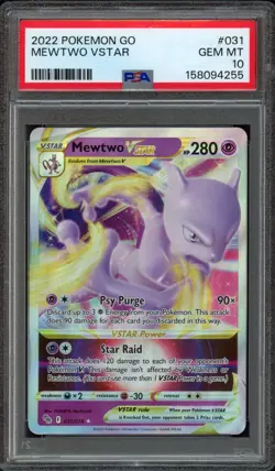2022 Pokemon Go Mewtwo Vstar 031/078 PSA 10 Gem Mint - Image 1