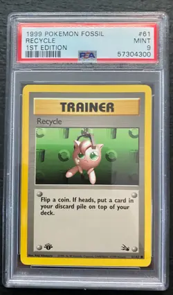 PSA 9 Pokemon 1999 1st Edition Fossil Recycle Trainer #61 - Image 1