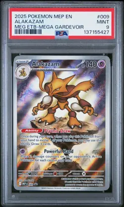 2025 POKEMON MEP EN-ME BLACK STAR PROMO #009 ALAKAZAM PSA 9 - Image 1