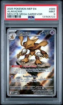 2025 POKEMON MEP EN-ME BLACK STAR PROMO #009 ALAKAZAM PSA 9 - Image 1