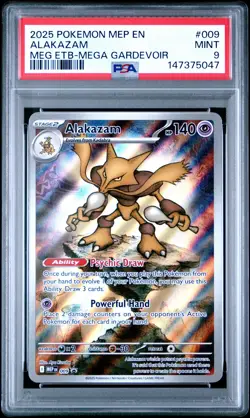 2025 POKEMON MEP EN-ME BLACK STAR PROMO #009 ALAKAZAM PSA 9 - Image 1