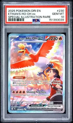 2025 POKEMON DRI EN-DESTINED RIVALS #230 ETHAN'S HO-OH EX PSA 10 - Image 1